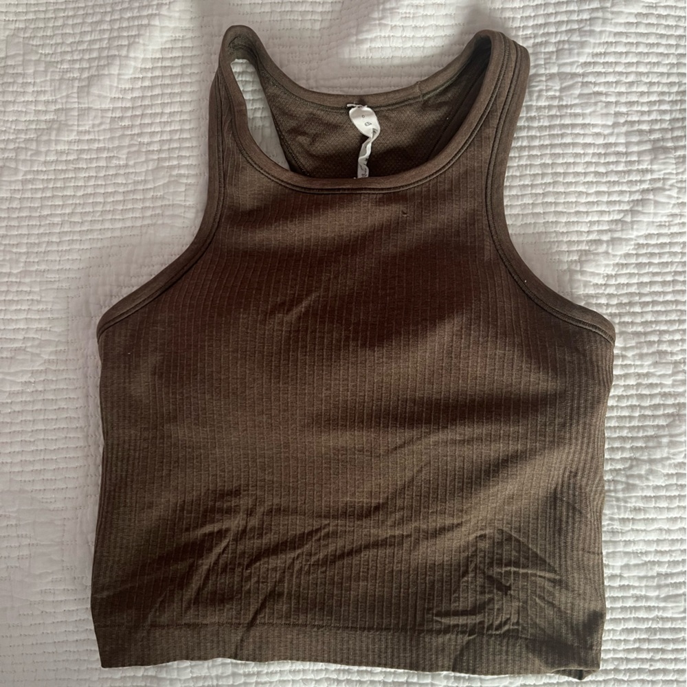 Lululemon High Neck Cropped Ribbed Ebb to Street Tank Top - Women (6)